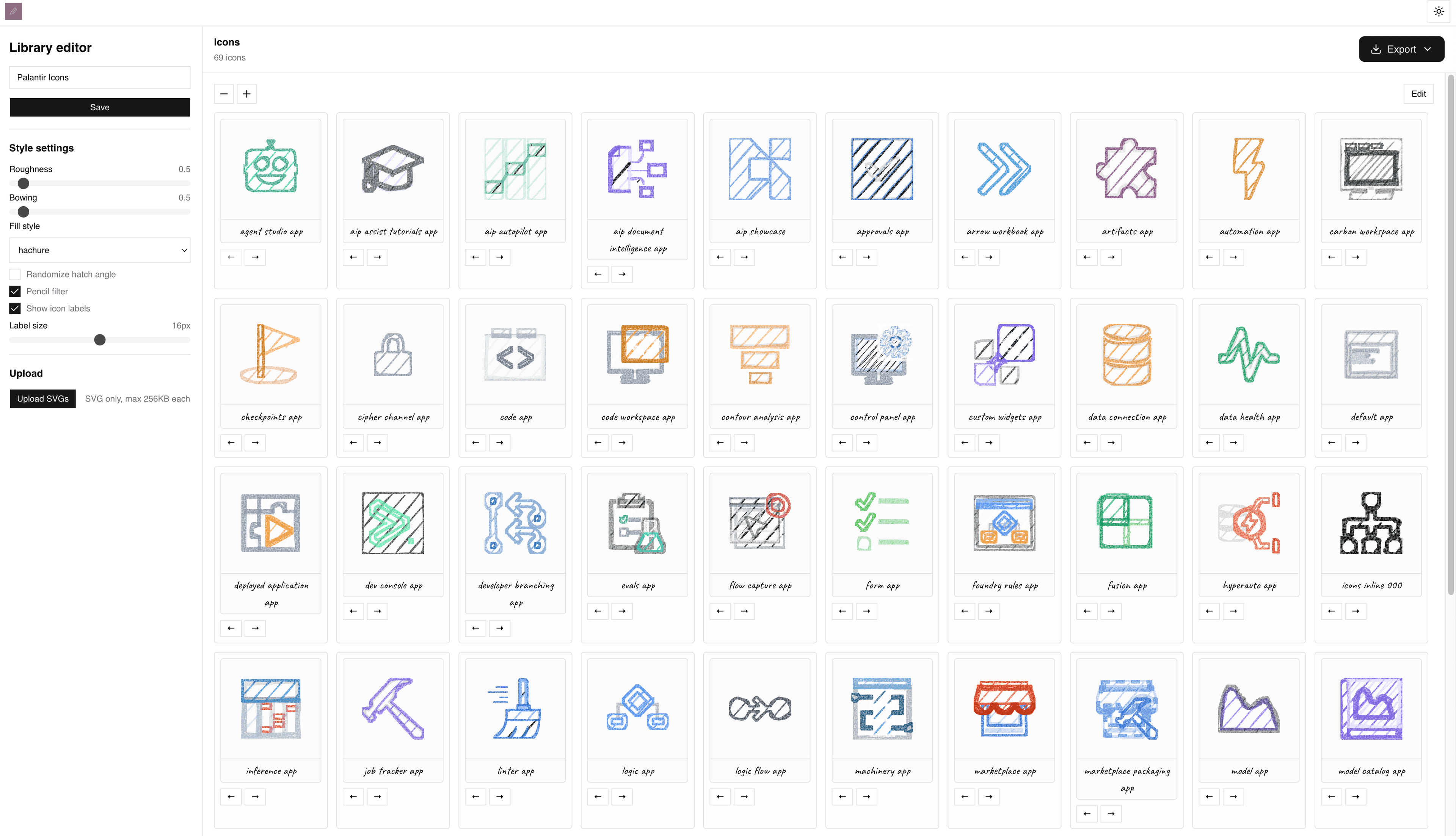 Icon Library Generator interface